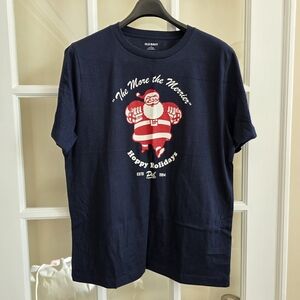 Old Navy Santa Graphic T-shirt Hoppy Holidays Beverage More the Merrier Medium